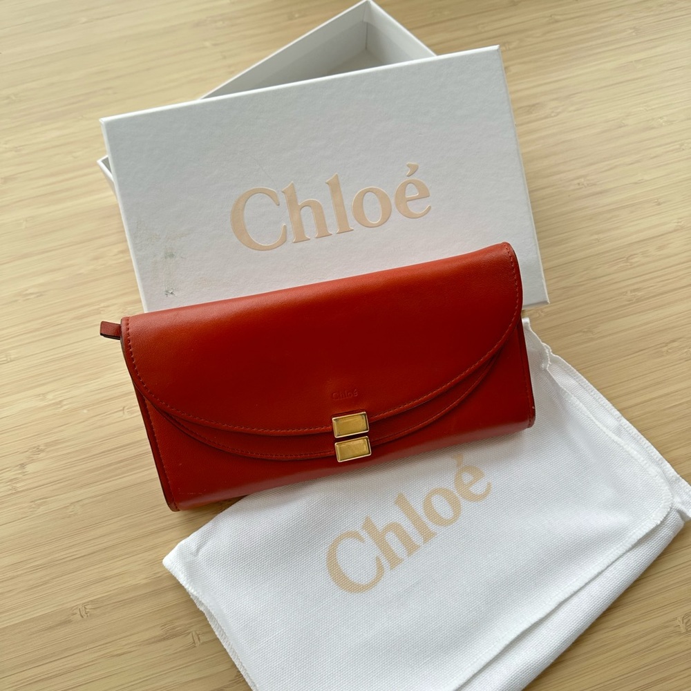 Chloe Georgia Long Wallet in Brick Red
